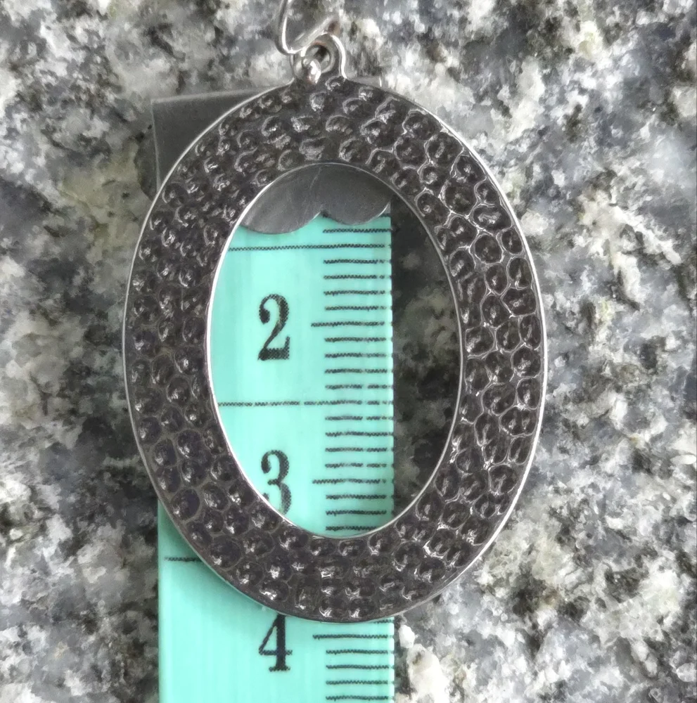 💜 3 for $15 | Hammered Silver Oval Earrings - Picture 6 of 6